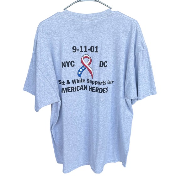 Vintage 911 Shirt Adult 2X XXL Gray Eagle Patriotic Flag Tribute Short Sleeve - Picture 2 of 10